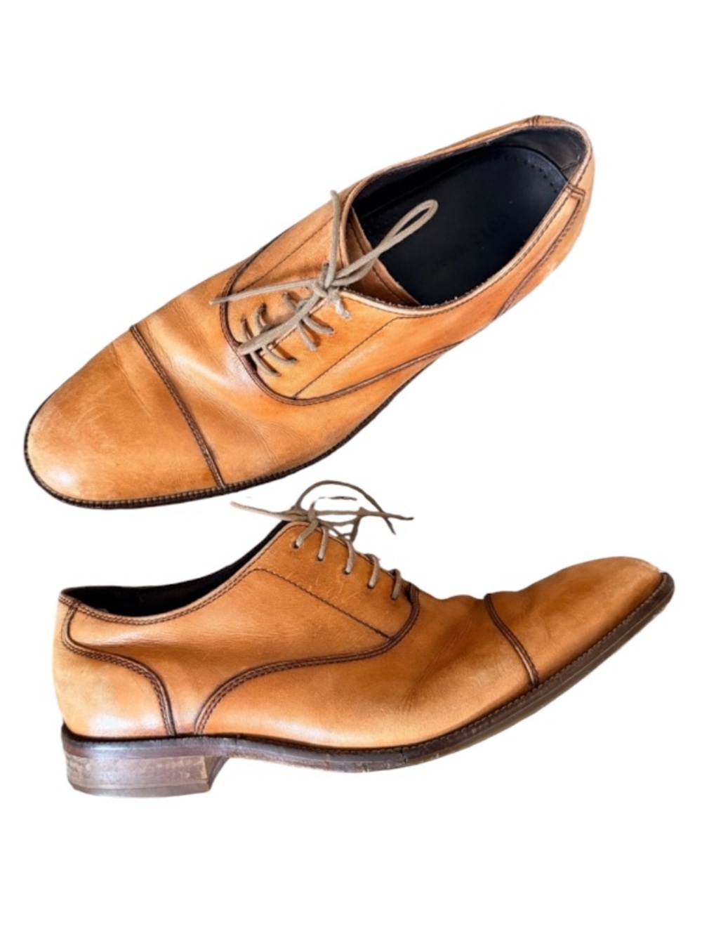 Cole Haan Tan Leather Cap-Toe Oxfords